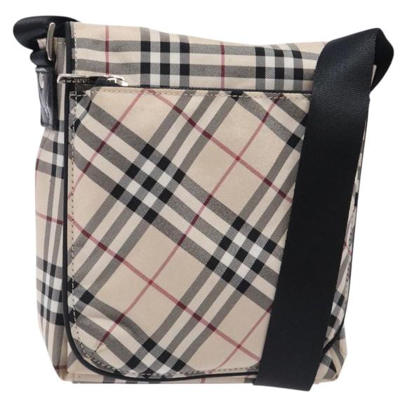 BURBERRY Handbags - BURBERRY Nova Check Blue Label Shoulder Bag Nylon Beige Silver Auth ep9441